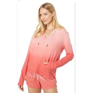 Southern Tide Paiton Dip Dye Hoodie Rouge Red White Women XL NWT